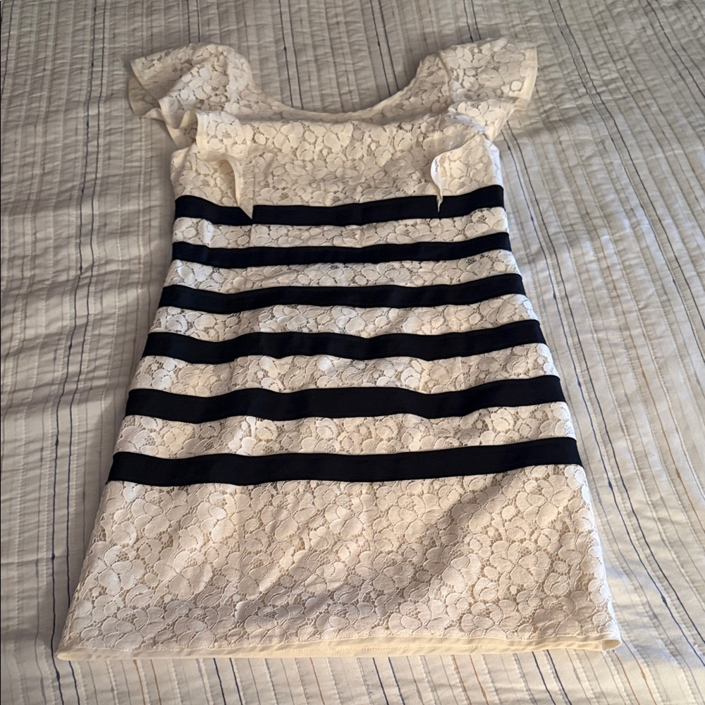 BCBG Black and White Striped Mini Dress - Picture 4 of 14